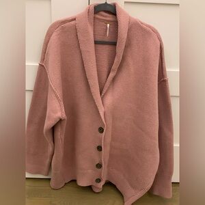 Free People Women's Pink Button-Up Sweater